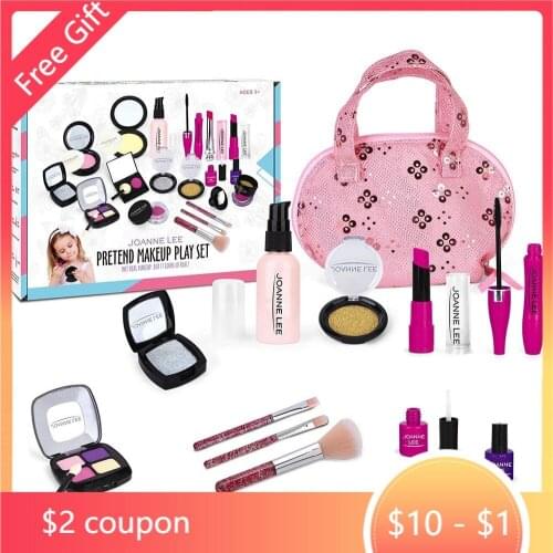 11Pcs Profession Girl Makeup Game Set Dress Up Girls Simulation Princess Makeup Bag Pretend Play For Girl Travel Toy For Kids