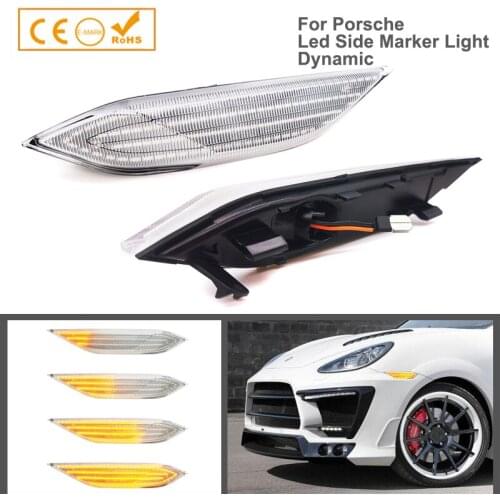 2Pcs Dynamic Amber LED Front Fender Side Marker Wing Indicator Light Turn Signal Lamps For Porsche Cayenne 958 92A 2010-2014