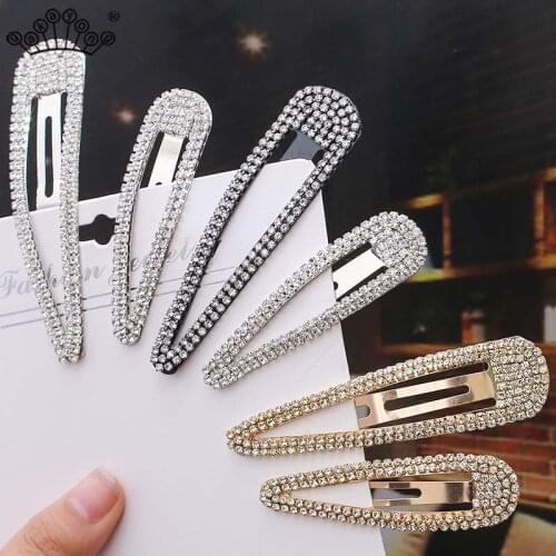 3 Pcs/set Crystal Rhinestone Snap Clip Hair Pins for Women Kid Girls Wedding Party Hair Accessories Headwear