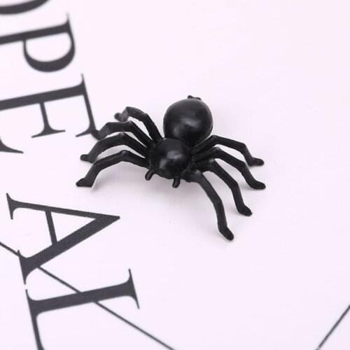 50Pcs Small Black Plastic Fake Spider Toys Funny Joke Prank Props Halloween Decor Indoor Outdoor