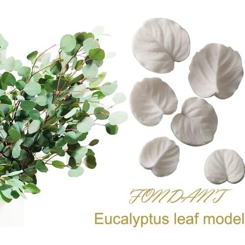 6PC Leaf Silicone Mold Chocolate Cake Decorating Tool Gumpaste Mold Copper Money Grass Flower Leaf Mould Cake Baking Stamper