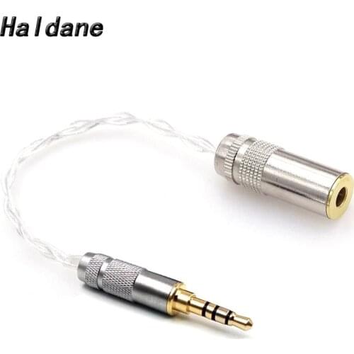 Free Shipping Haldane 10cm 3.5mm TRRS Balanced Male to 4.4mm Female Balanced Adapter Silver Plated Audio Adapter Cable