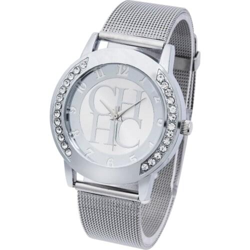 2021 Reloj Mujer New Famous Brand Gold Metal Mesh Stainless Casual Quartz Watch Women Crystal Watches Clock Hot Relogio