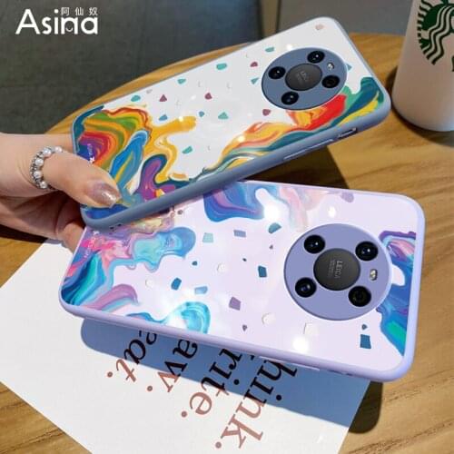 ASINA Tempered Glass Case For Huawei Mate 40 30 20 10 Pro Cute Cover For Huawei Honor 30 20 10 8X 9X V20 30 40 Watercolor Funda