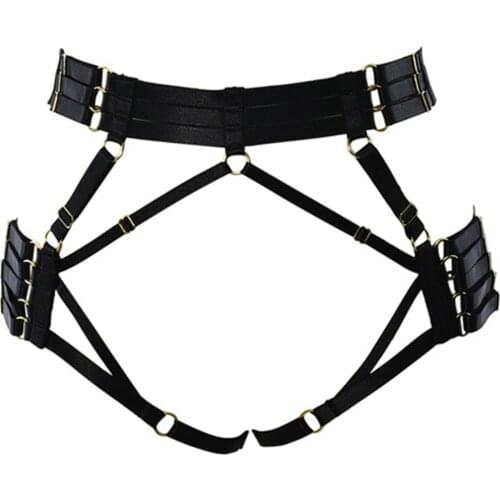 Black Harness G-string Adjustable Hollow Sexy Pantie Goth Bondage Body Cage Lingerie Women Elastic Body Harness Belt
