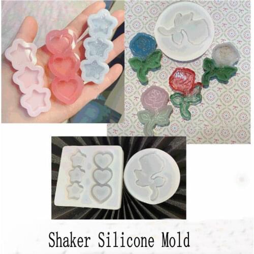 DIY Heart Star Rose Flower Shaker Silicone Mold Jewelry Fillings Pendant Accessory Charms Handmade Epoxy Resin Mould Craft