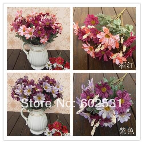 SPR silk simulation artificial flower lovely chrysanthemum daisy bush bouquet 39cm wedding & home decor, freeshipping