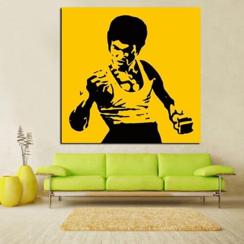 HD Print Pop Art Famous Bruce Lee Oil Painting on Canvas Art Kungfu Star Wall Picture Cuadros Modern Sofa for Living Room Decor