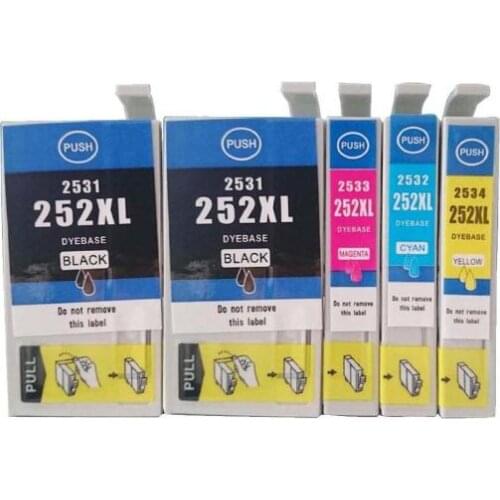 INK WAY 5PCS of 252XL BK C M Y T2521XL compatible ink cartridge for WorkForce WF-3620 WF-3640 WF-7610 WF-7620 etc