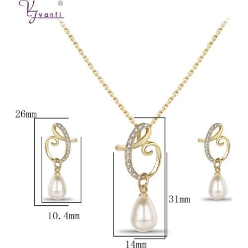 Kfvanfi rhinestone alloy water drop simulated shell pearl sets beads earrings necklace fashion jewelry accessories for women