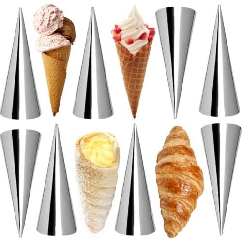 Stainless Steel Pastry Cream Conical Beveler Croissant Tool Spiral Tubes Horn Bread Pastry Making Cake Mold Baking Supplies