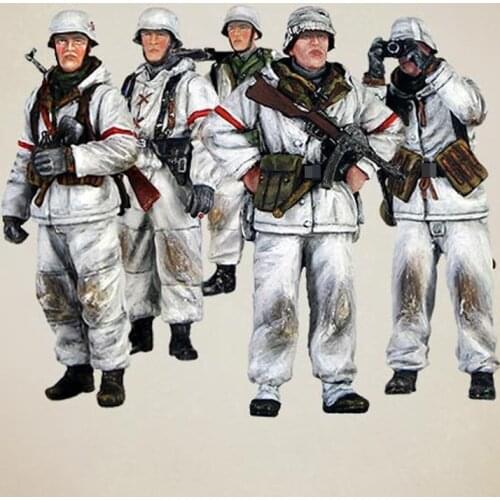 1/35 Die-cast Resin Soldier Model World War II Military Gunner Soldier 5 People Gray Model Unpainted Free Shipping