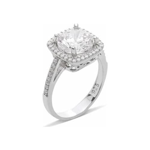 Fashion Crystal Engagement Ring for Women Square Cubic Zirconia Real Sterling Silver Rings 2020 Wedding Trend Female Jewelry