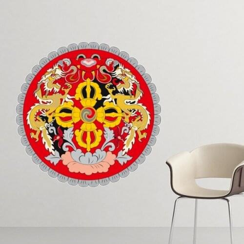 Bhutan National Emblem Country Symbol Mark Pattern Removable Wall Sticker Art Decals Mural DIY Wallpaper for Room Decal
