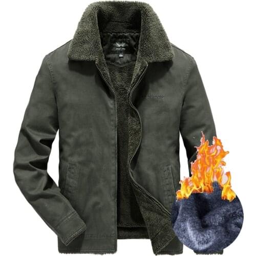 New Winter Jacket Men Cotton Warm Fleece Parka Coat Casual Lamb Fur Collar Mens streetwear Jacket Windproof Men brand clothing