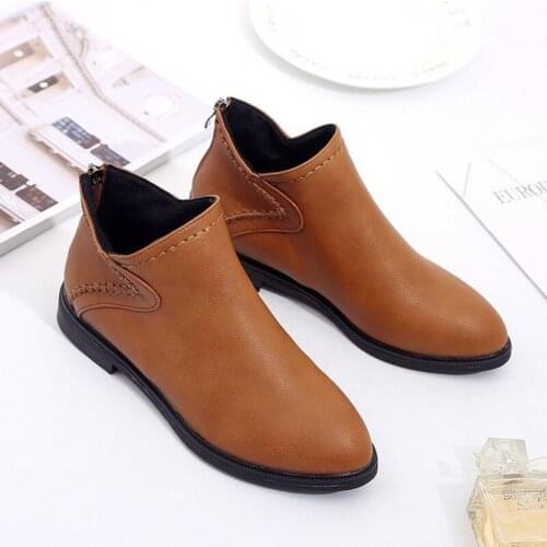 NEW women ankle boots winter autumn zipper pointed toe fashion black brown shoes Casual retro Handmade fashion riding boots shoe