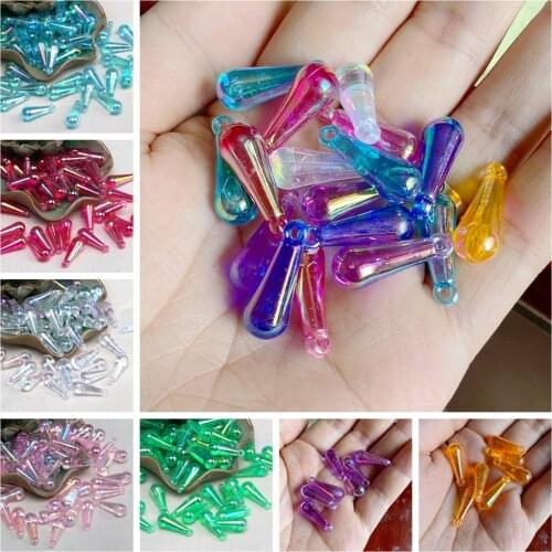 New 24pcs 8*20mm Drop Shape Acrylic Beads Transparent AB Color Beads For DIY Jewelry Making