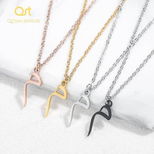 Arabic Initial Letter Necklaces Custom Alphabet Jewelry For Women Gold Stainless Steel Pendant Personalized Arabic Jewelry Gift