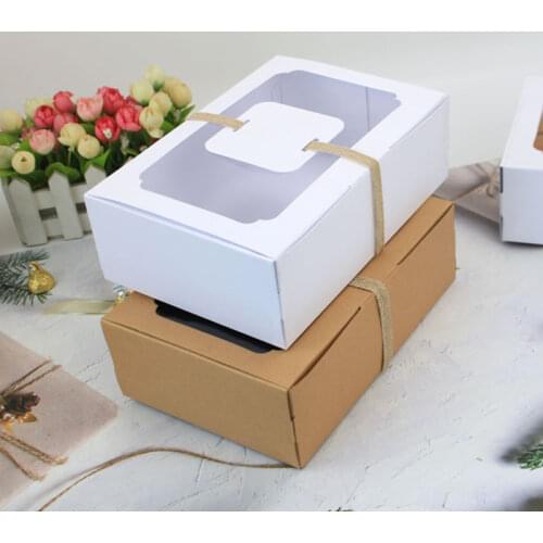 Gift Packing Box Kraft Paper Party Chocolate Candy Cookie Cake Biscuit Baking Creative Wedding Birthday White Present Boxes