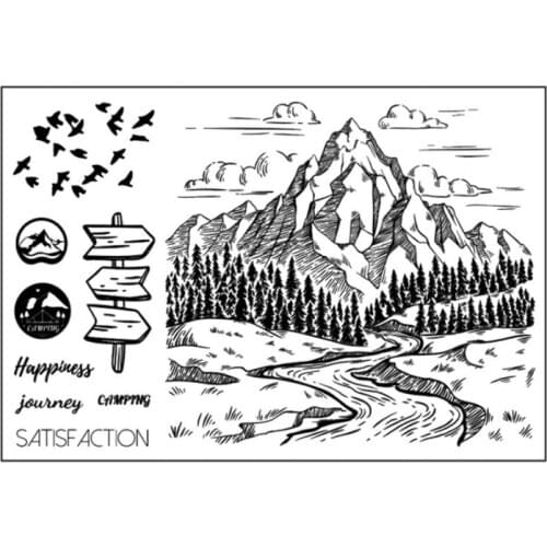 Mountains Transparent Silicone Stamp Seal For DIY Scrapbooking Photo Album Decorative Clear Stamp Sheets Office School Supplies