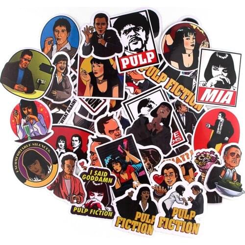 Ransitute R870 39pcs/set Pulp Fiction Movie Scrapbooking Stickers Decal For Guitar Laptop Luggage Car Fridge Graffiti Sticker