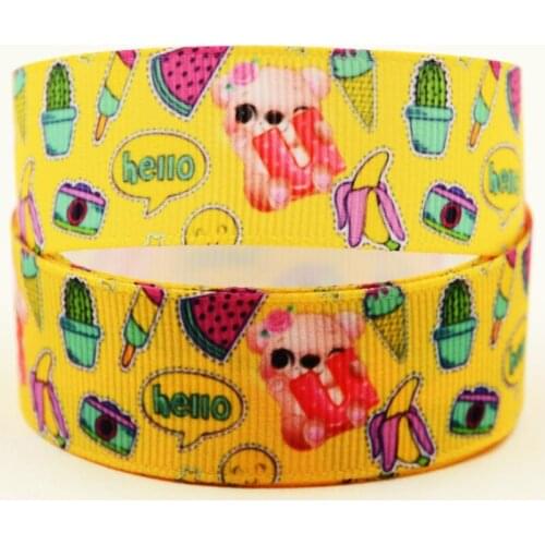22mm 25mm 38mm 75mm Bear cartoon printed Grosgrain Ribbon party decoration 10 Yards X-04387