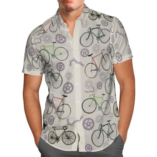 Vintage 3D Printing Bicycle Beach Shirt Hawaii Shirt Men Summer Short Sleeve Shirt Men Shirts 2021 Oversize shirt Chemise Homme