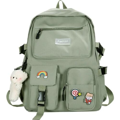 Green Backpacks Women School Bag for Girls Teenage Nylon Back Pack Youth Large Bagpack Fashion