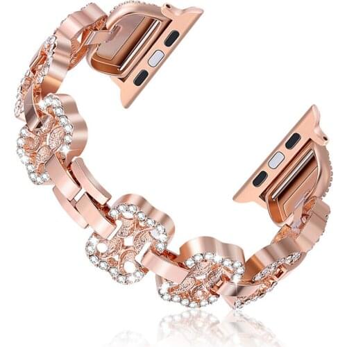 Bling Crystal Diamond Strap for Apple Watch Band Series 6/5/4/3/2 Women Steel Fashion Bracelet for iWatch SE 38mm/42mm/40mm/44mm