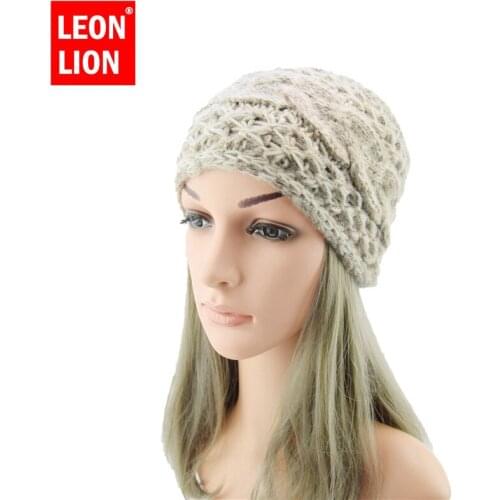 Leonlion Wool Thickening Knitted Hat Ponytail Beanie Winter Hat Widened Twist Braid Earmuffs Handmade Hair Accessories