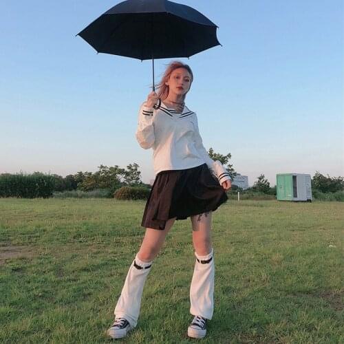 Japanese Solid White All Match Sailor Suit Perfect Match Knee Sleeve Dark Retro Foot Sock