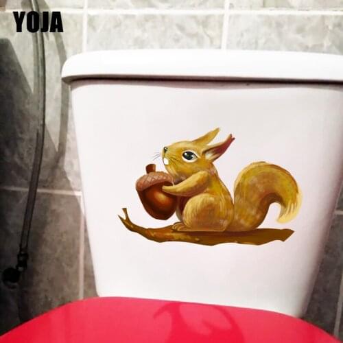 YOJA 22.9×15.6CM Dreamy Beautiful Squirrel Fashion Kids Room Wall Decoration Creative Cartoon WC Toilet Stickers T1-2710