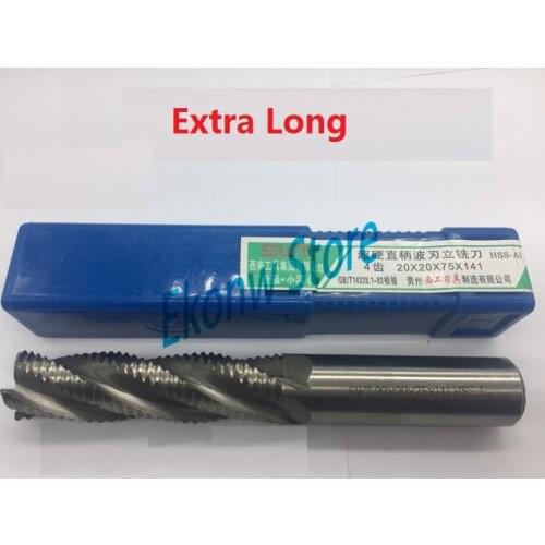 1PCS 4flute HSS-Al Dia 6mm-25mm end wave edge milling cutter Roughing cutter CNC high speed steel Extra Long