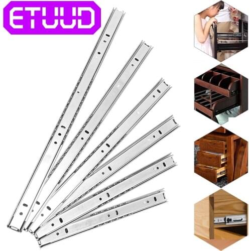 2 Sections Drawer Slides Micro Guide Steel Ball 27mm Wide Steel Ball 2 Fold Ball Slide Cabinets Drawer Steel Ball Cabinet Slides