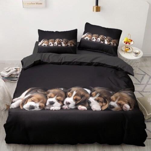 3D Bedding Sets Green Duvet Quilt Cover Set Comforter Bed Linen Pillowcase King Queen 200x220cm Size Dogs Pet Dog Cat