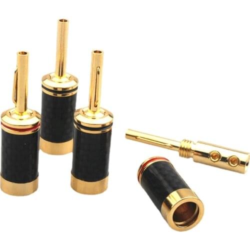 8Pcs HiFi Audio Adapter Gold Plated Carbon Fiber Banana Plug Free Welding Speaker Connector