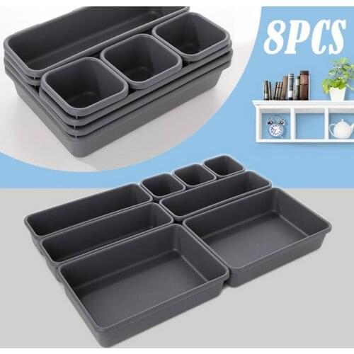 8pcs/set Home Storage Drawer Jewellery Make Up Cover Divide Drawer Organizer Box Storage Box ForKitchen Bathroom Office