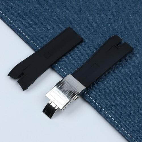 Watch accessories 26mm Black nature rubber silicone watchband band For Roger Dubuis strap for EasyDiver belt free tools logo