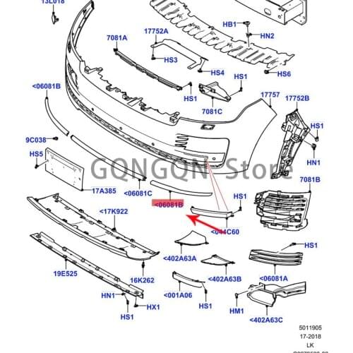 CAR applies to 2018 executive front bumper trim, silver 2013-2021lan dro ve rra nge rov er insert anti-collision block fixing br