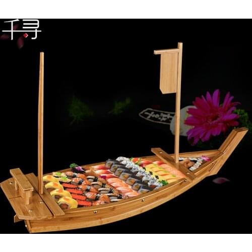 Bamboo Dragon Boat Luxury Tatoo Boat Dry Ice Boat Tatoo Platter Sushi Table Container Japanese Cuisine Sushi Boat