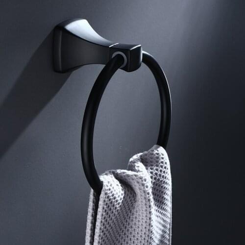 Black Alumimum Towel Ring European-Style Bathroom Towel Rack Towel Ring Antique Hotel Bathroom Storage Rack