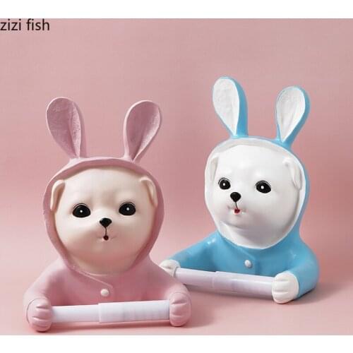 Resin Animals Paper Towel Holder Bear Paper Roll Wall-mounted Tissue Box Paper Towel Storage Rack Decoration Wall Hanging Crafts