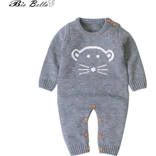 Toddler Baby Romper Knitted Long Sleeve Cartoon Autumn Winter Overalls Cartoon 0-24 Month Boy Girls Overalls Party Baby Clothes
