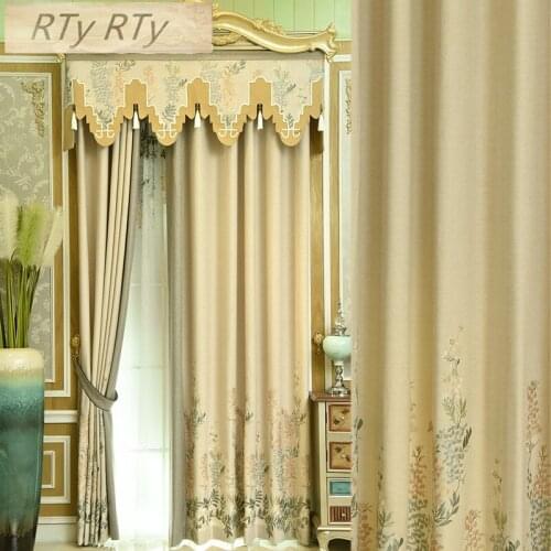 European embroidery luxury 4D jacquard high shading living room bedroom Cashmere French Window luxury Villa Voile Curtain
