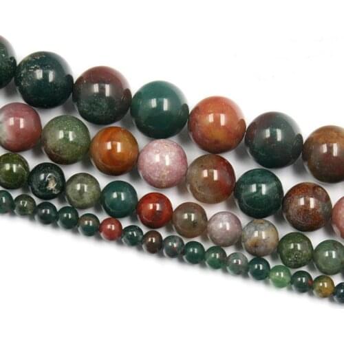 Natural Stone 4/6/8/10mm Smooth Indian Agat 15'strand Colorful Round Loose Beads For Jewelry Making DIY Bracelet Material
