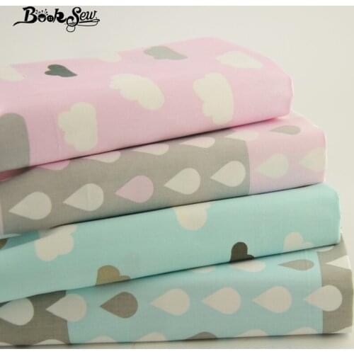 Booksew Cotton Fabric Raindrop and Cloud Design Blue and Pink Cloth 40cmx50cm Patchwork Dress Bedding Sewing Home Decoration