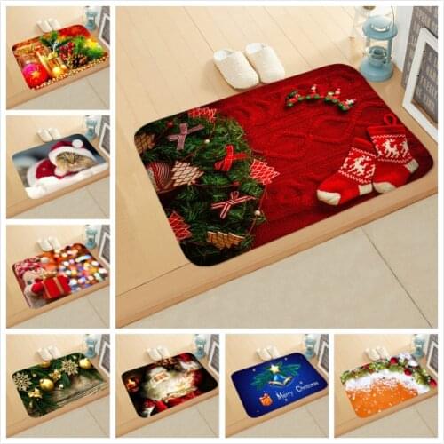 Door Mat Santa Claus New Year Festive Floor Mat Door Mat Bedroom Bathroom Home Absorbent Non-slip Carpet Floor Mat