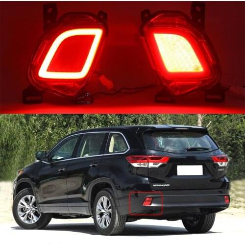 For Toyota Highlander 2014-2018 Red LED Rear Bumper Light Tail Fog Brake Lamp