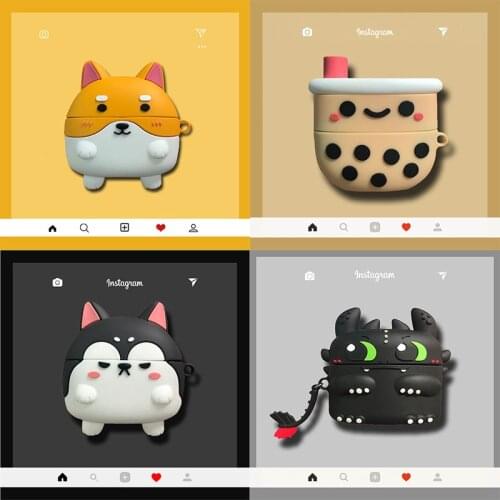 For Huawei FreeBuds Pro Case Cute Cartoon Dog Bubble Tea Earphone Case for Freebuds 4 Pro Fashion Soft Protect Cover