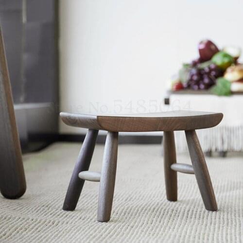 Small Square Stool Black Walnut Log Solid Wood Board Stool Low Stool Nordic Simple Shoe Stool Child Stool